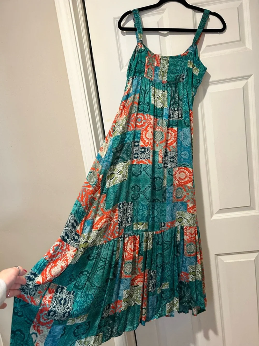 NWOT Boho Floral Adjustable Strap V Neck Beach Flowy Maxi Sundress - Picture 5 of 16